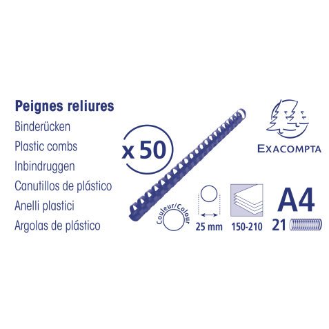 Boite 50 reliures spirales plastique 25mm - Noir