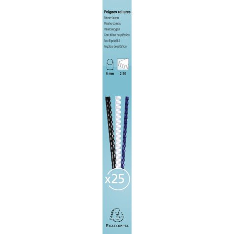 Boite 25 reliures spirales plastique 6mm