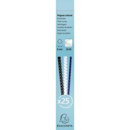 Doos van 25 plastic spiraal inbindruggen 8 mm - A4 - Wit