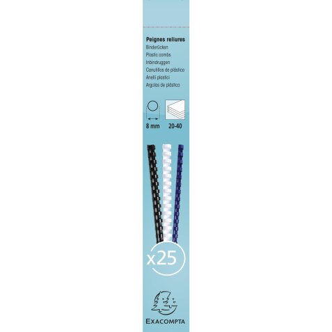 Boite 25 reliures spirales plastique 8mm