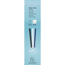 Boite 25 reliures spirales plastique 16mm - Blanc