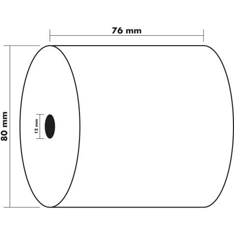 Rollen voor kassa's 76x80x12x55 - 1 laag offset extra 60g/m² - Wit