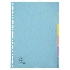 DIVIDERS A4 6P pressboard 400g AQUAREL - Assorted colours