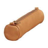 Trousse en cuir Age Bag petite ronde 18,5xØ4cm - Tabac