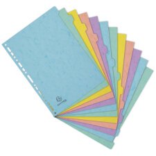 DIVIDERS A4 12P pressboard 400g AQUAREL - Assorted colours