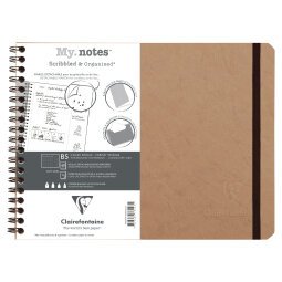 My.Notes Age Bag cahier reliure intégrale à marges détachables B5 paysage 120 pages détachables DOT + cadre en-tête - Tabac