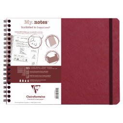 My.Notes Age Bag cahier reliure intégrale à marges détachables B5 paysage 120 pages détachables ligné + cadre en-tête - Rouge