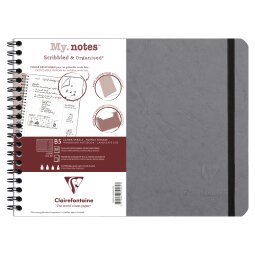 My.Notes Age Bag cahier reliure intégrale à marges détachables B5 paysage 120 pages détachables ligné + cadre en-tête - Gris