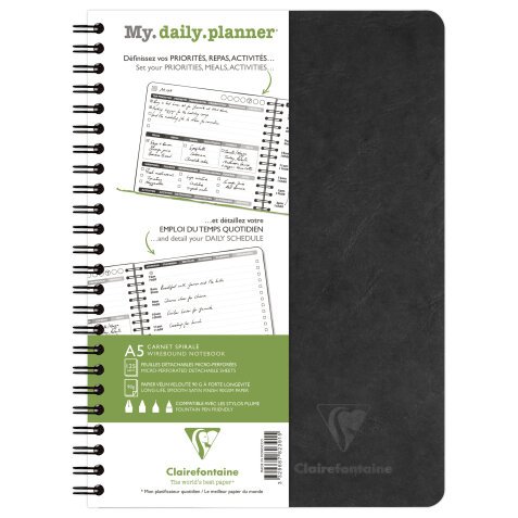 My.daily.planner Age Bag carnet reliure intégrale A5 250 pages détachables - Noir