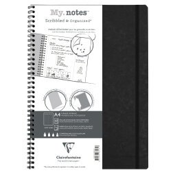 My.Notes Age Bag cahier reliure intégrale à marges détachables A4 120 pages détachables DOT + cadre en-tête - Noir