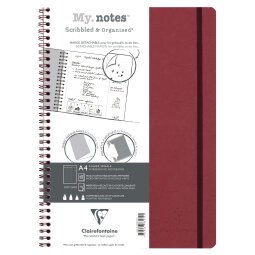 My.Notes Age Bag cahier reliure intégrale à marges détachables A4 120 pages détachables DOT + cadre en-tête - Rouge