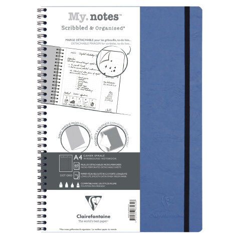 My.Notes Age Bag cahier reliure intégrale à marges détachables A4 120 pages détachables DOT + cadre en-tête - Bleu