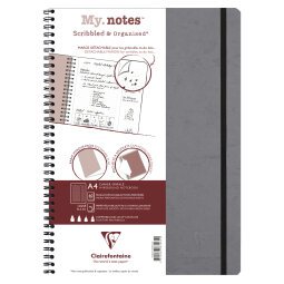 My.Notes Age Bag cahier reliure intégrale à marges détachables A4 120 pages détachables ligné + cadre en-tête - Gris