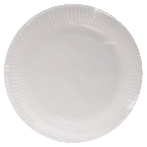 50 Assiettes en carton rondes, 23 cm - Blanc