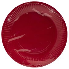 20 Assiettes en carton rondes, 23 cm - Rouge