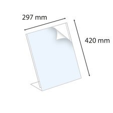 Schuine infostandaard A3 - Transparant