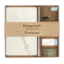 Tulip paper, Kit de papeterie contenant un carnet 11x17 cm 64 pages lignées, un crayon de papier, 2 pinces doubles-clip, 10 trombones et une gomme