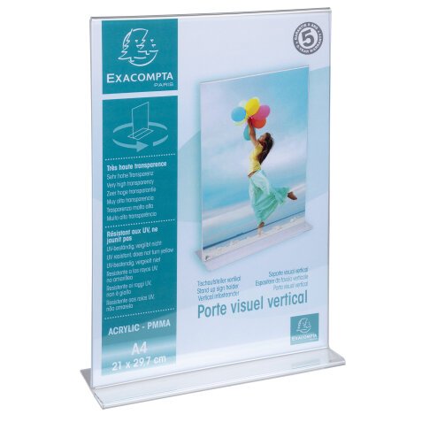 Porte-visuel droit vertical A4 - Cristal