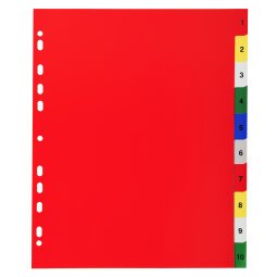 Intercalaires imprimés numériques PP couleurs 12/100e - 10 positions - A4+ - Assorties vives