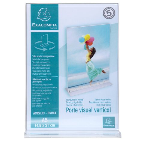 Porte-visuel droit vertical A5 - Cristal