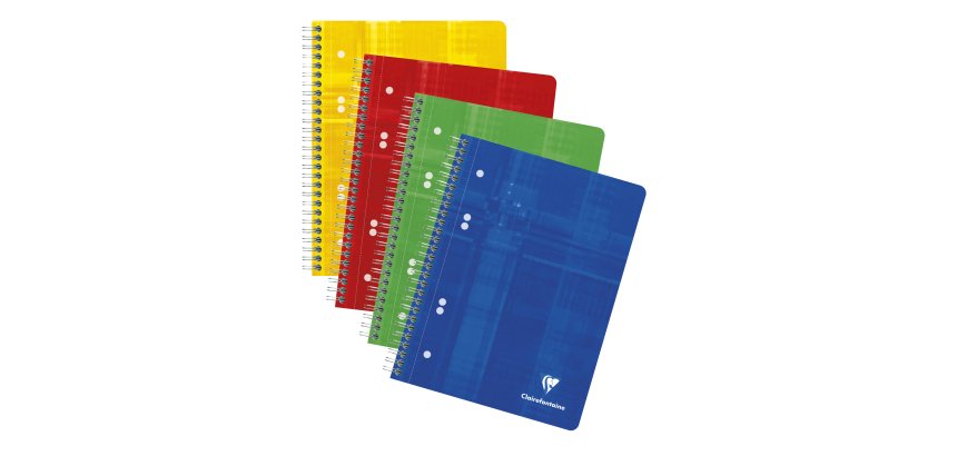 Cahier spirale Clairefontaine Metric 14,8 x 21 cm perforé 6 trous assorti - ligné -160 pages