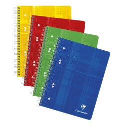 Collegeblok Clairefontaine Studium A5+ ruit 5x5mm 6-gaats 80 pagina's assorti