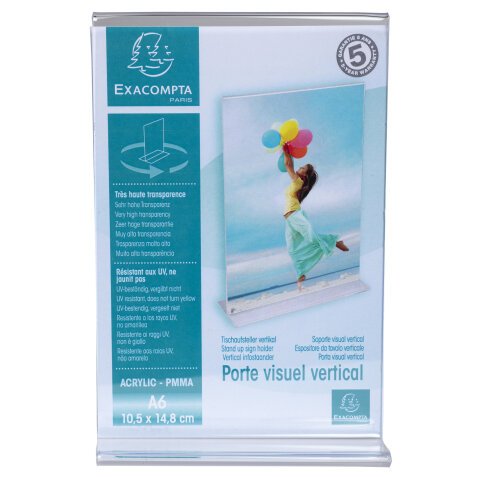 Porte-visuel droit vertical A6 - Cristal