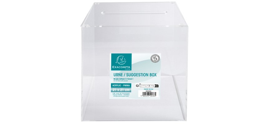 Urna con tapa + cierre fácil - 21 x 21 x 21 cm - 210x210x210 mm - Cristal