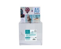 Urna con tapa + cierre llave - 21x21x36,5 cm - 210x210x365 mm - Cristal