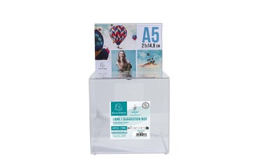 Urna con tapa + cierre llave - 21x21x36,5 cm - 210x210x365 mm - Cristal