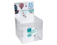 Urne transparente 21 X 21 cm avec porte-visuel et serrure