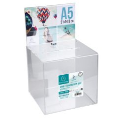 Urne transparente 21 X 21 cm avec porte-visuel et serrure