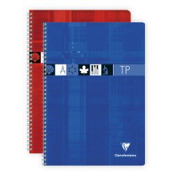 Cahier Travaux Pratiques reliure intégrale A4 80 pages grands carreaux 90 g + uni 125 g - Assortis