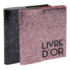 Livre d'or 140 pages tranche argent - Format 21x19cm - STRASS - Couleurs assorties