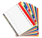 Intercalaires imprimés alphabétique PP couleurs 12/100e - 20 positions - A4+ - Assorties vives