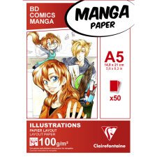 Manga Illustrations bloc collé 50F A5 100g