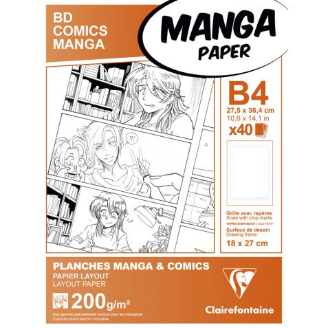 Manga Multi-techniques étui 40F B4 200g grille simple