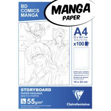 Manga Storyboard bloc collé 100F A4 55g grille simple