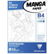 Manga Storyboard bloc collé 100F B4 55g grille simple