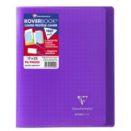 Cahier piqué Koverbook 17x22cm 96 pages grands carreaux couverture polypropylène transparent