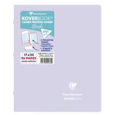 Cahier piqué Koverbook Blush 17x22cm 96 pages grands carreaux couverture polypropylène opaque bicolore - Lilas/Vert tilleul