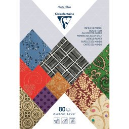 PAPIERS DU MONDE, Maxi bloc de 80 feuilles au format 21x29,7cm - Multicolore