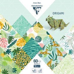 ORIGAMI, Pochette de 60 feuilles 70g/m2 au format 15x15cm - Fraîcheur exotique - Multicolore