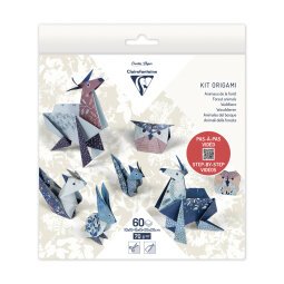 KIT ORIGAMI, Pochette de 60 feuilles 70g/m2 3 formats - Décor Animaux de la forêt - Multicolore