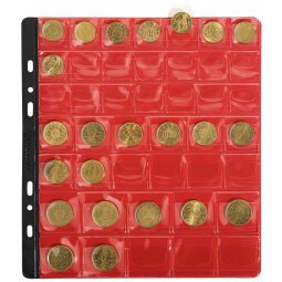 Packung mit 3 Stück Münzenhüllen mit 43 Fächern mit Ø20, 25 und 30mm, 24 ,5x25cm - Kristall