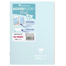 Koverbook Blush cahier piqué A5 96 pages ligné couverture polypropylène opaque bicolore. - Bleu givré/Corail