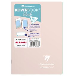 Koverbook Blush cahier piqué A5 96 pages ligné couverture polypropylène opaque bicolore. - Rose poudré/Menthe à l'eau