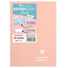 Koverbook Blush cahier piqué A5 96 pages ligné couverture polypropylène opaque bicolore. - Corail/Bleu givré