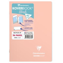 Koverbook Blush cahier piqué A5 96 pages ligné couverture polypropylène opaque bicolore. - Corail/Bleu givré