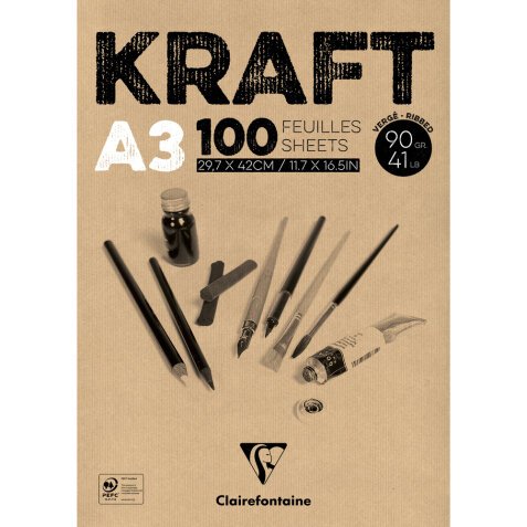 Kraft bloc collé 100F A3 90g